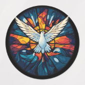 ピースオンアースステンドグラス鳩クリスマスデザイン ラベル (デザイン1)