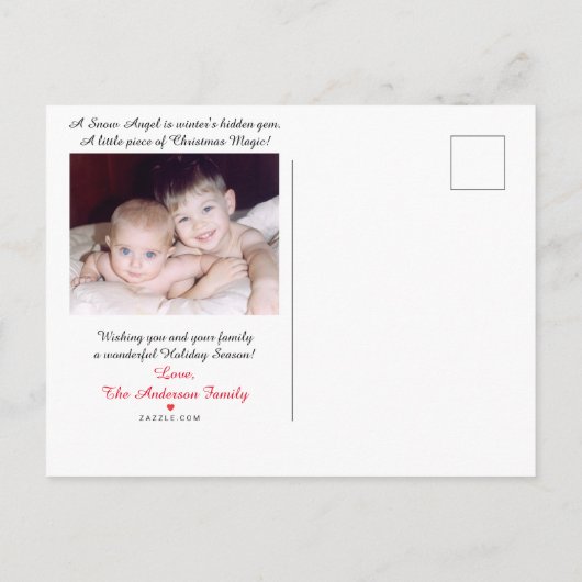 ピースオンアーススノーエンジェルホリデーポストカード インビテーションポストカード (裏面)