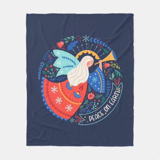 ピースオンアースデザイン フリースブランケット (正面)