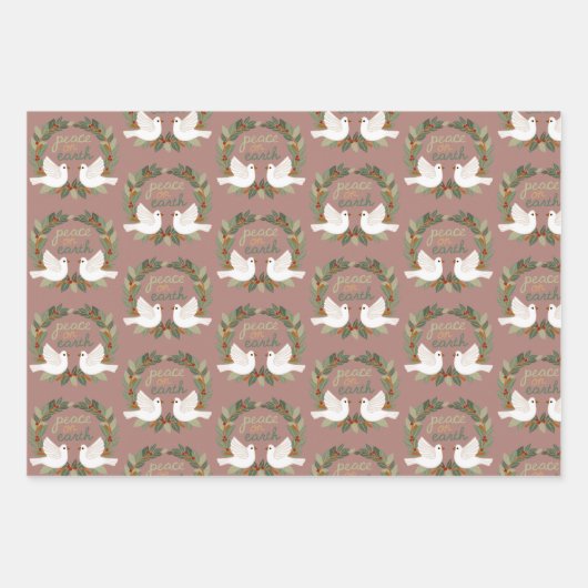 ピースオンアースドーブスクリスマスホリデーカスタム ラッピングペーパーシート (正面3)