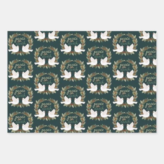 ピースオンアースドーブスクリスマスホリデーカスタム ラッピングペーパーシート (正面2)