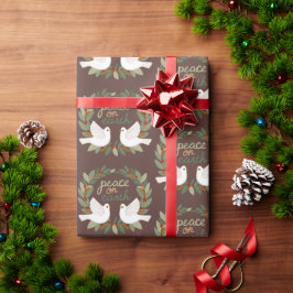 ピースオンアースドーブスクリスマスホリデーカスタム ラッピングペーパー