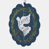 ピースオンアースドーブピースサインリース 図解入りの、写真付きの オーナメントカード (左)