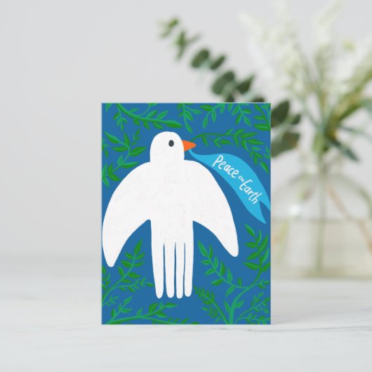 ピースオンアースドーヴクリスマスクリスマスホリデーブルー ポストカード (スタンド正面)