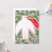 ピースオンアースバード鳩クリスマスクリスマスホリデー カード (正面/裏面インサイチュ)