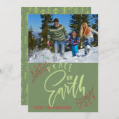ピースオンアースパーソナライズされたフォトホリデー シーズンカード (正面/裏面)