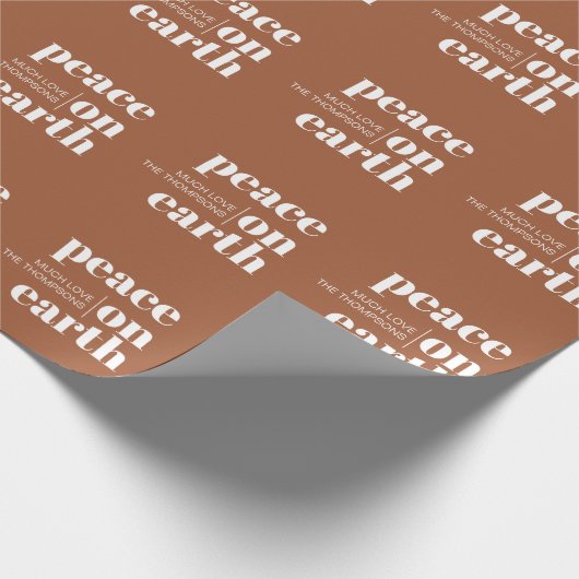 ピースオンアースパーソナライズされたブルーモダンクリスマス ラッピングペーパー (角)