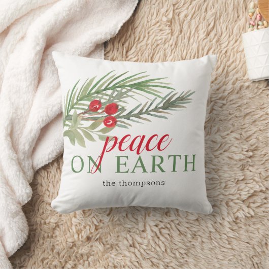 ピースオンアースフェスティバルクリスマスグリーン クッション (ブランケット)