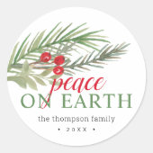 ピースオンアースフェスティバルクリスマスグリーン ラウンドシール (正面)