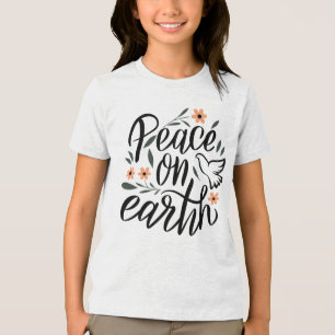 ピースオンアースフローラデザイン トライブレンドTシャツ