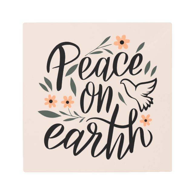 ピースオンアースフローラデザイン メタルプリント (正面)