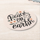 ピースオンアースフローラデザイン ラウンドペーパーコースター (アングル)