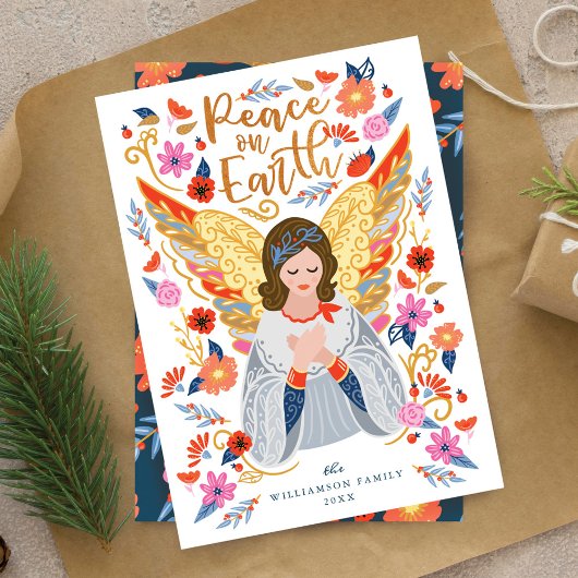 ピースオンアースフローラフォークアートホワイト シーズンカード