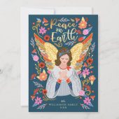 ピースオンアースフローラフォークアート深いブルー シーズンカード (正面)