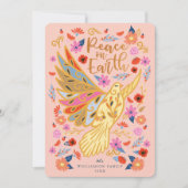 ピースオンアースフローラフォークアート赤面ピンク シーズンカード (正面)