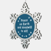 ピースオンアースブルースノーフレーク スノーフレークピューターオーナメント (右)