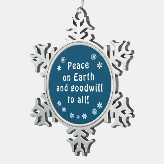 ピースオンアースブルースノーフレーク スノーフレークピューターオーナメント (右)