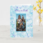 ピースオンアースブルーバイオレットパーソナライズされたホリデー カード (黄色い花)