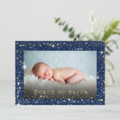 ピースオンアースベビー写真スターズブルークリスマス シーズンカード (スタンド正面)