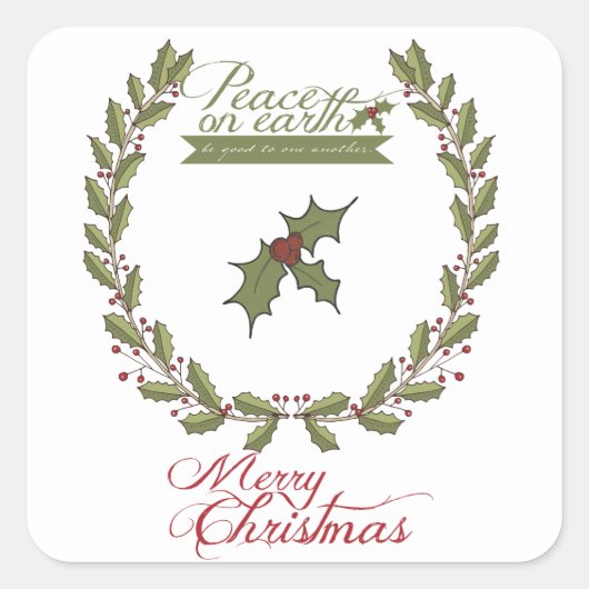 ピースオンアースホリディステッカー スクエアシール (正面)
