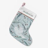 ピースオンアースホワイトドーブライトブルーホリデー スモールクリスマスストッキング (正面 (吊り時))