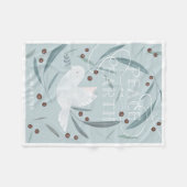 ピースオンアースホワイトドーブライトブルーホリデー フリースブランケット (正面(横))