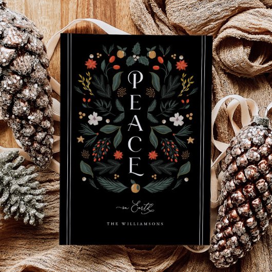 ピースオンアースボタニカルクリスマスホリデーカード シーズンカード