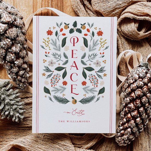 ピースオンアースボタニカルクリスマスホリデーカード シーズンカード