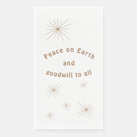 ピースオンアースミニマル金ゴールド文字ゲストタオル (正面)