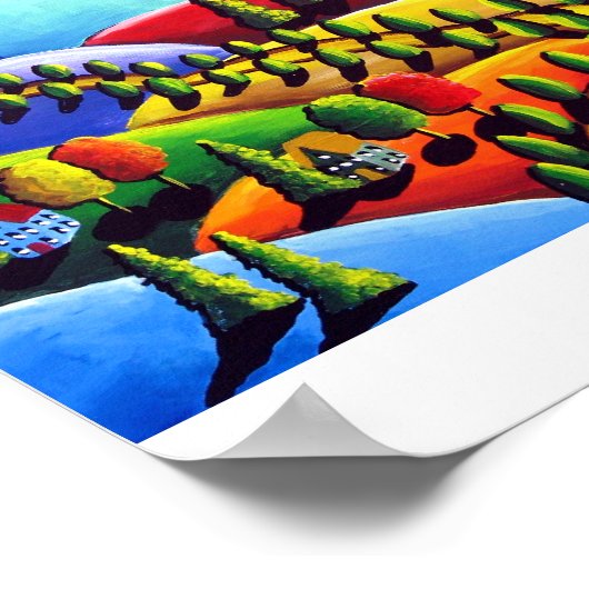 ピースオンアースランドスケープフォークアートプリント ポスター (角)