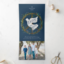 ピースオンアースレタリングドゥーブオンピースサインリース 三つ折り案内状