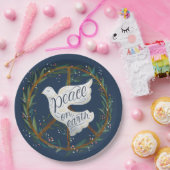 ピースオンアースレタリングドーブホリデーパーティー ペーパープレート (パーティー)