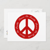 ピースオンアースレッドホリデーピースサイン シーズンポストカード (正面/裏面)