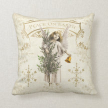 ピースオンアースヴィンテージエンジェル装飾用クッション