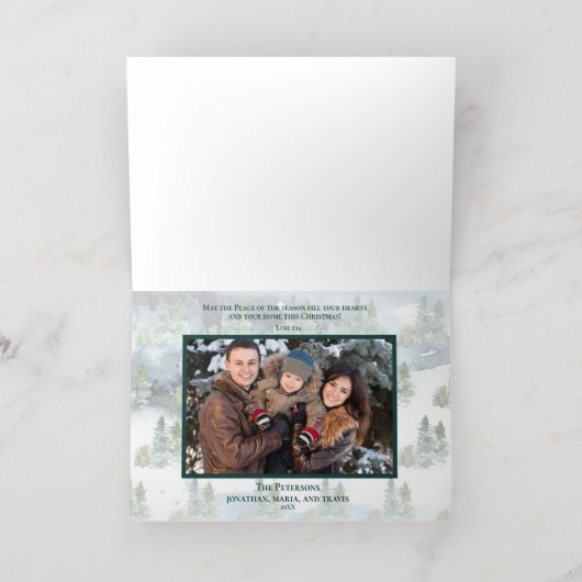 ピースオンアース写真スノーウィーフォレストディア聖なる書物、 経典 箔シーズンカード (内側レイダウン)