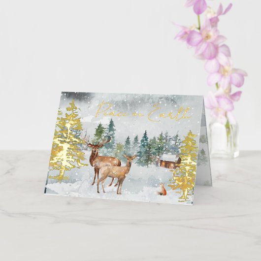 ピースオンアース写真スノーウィーフォレストディア聖なる書物、 経典 箔シーズンカード (蘭)