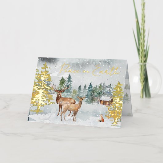 ピースオンアース写真スノーウィーフォレストディア聖なる書物、 経典 箔シーズンカード (正面)