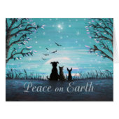 ピースオンアース冬サンセットホリデーグリーティングカード (正面横)