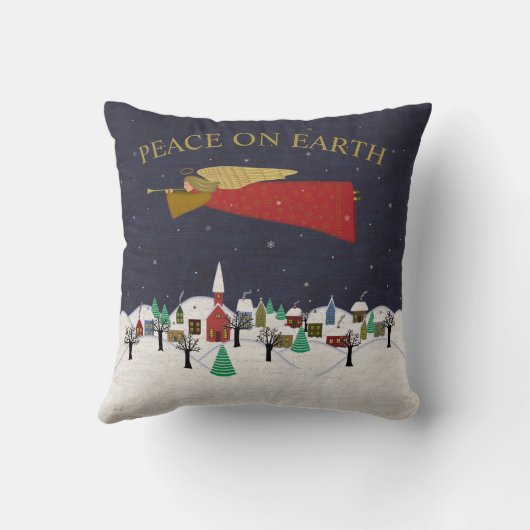 ピースオンアース引用文クリスマスビレッジ クッション (裏面)