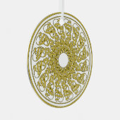 ピースオンアース文字グラフィックアートマンダラ メタルオーナメント (正面右)