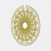 ピースオンアース文字グラフィックアートマンダラ メタルオーナメント (正面左)