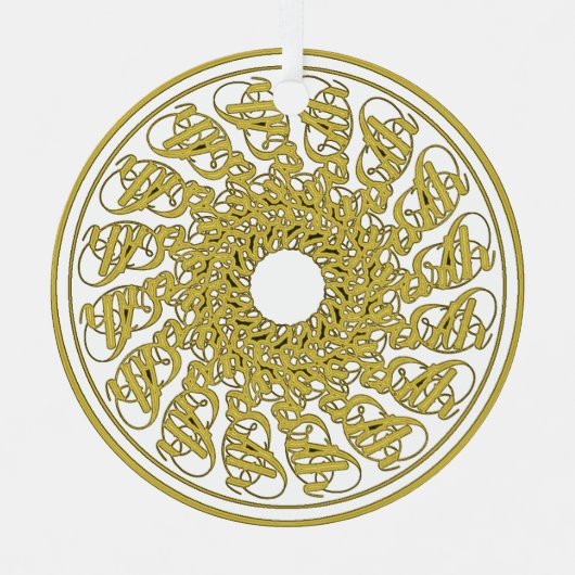 ピースオンアース文字グラフィックアートマンダラ メタルオーナメント (正面)