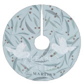 ピースオンアース白い鳩ライトブルー ブラッシュドポリエステルツリースカート (正面)