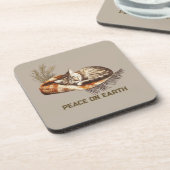 ピースオンアース眠っている子猫の毛布 コースター (左側)