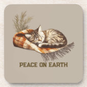 ピースオンアース眠っている子猫の毛布 コースター (正面)