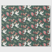 ピースオンアース緑の花のパターン ラッピングペーパー (フラット)