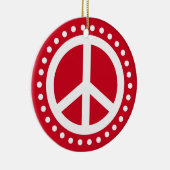 ピースオンアース赤と白水玉模様 セラミックオーナメント (右)