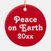 ピースオンアース赤と白水玉模様 セラミックオーナメント (裏面)