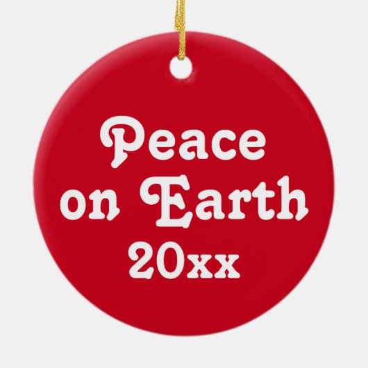 ピースオンアース赤と白水玉模様 セラミックオーナメント (裏面)