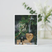 ピースオンアース金ゴールドハートクリスマスツリーオーナメント シーズンポストカード (スタンド正面)